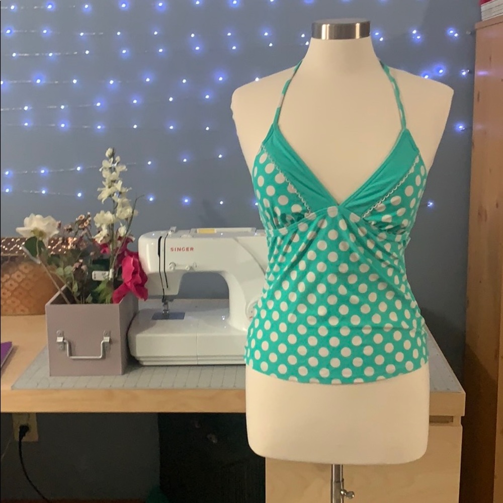 Blue-Green Dot Swimsuit A037